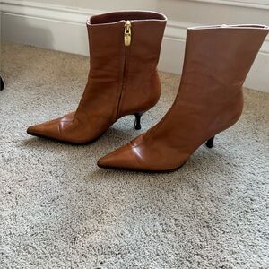 Sergio Rossi brown leather booties 36.5 6.5